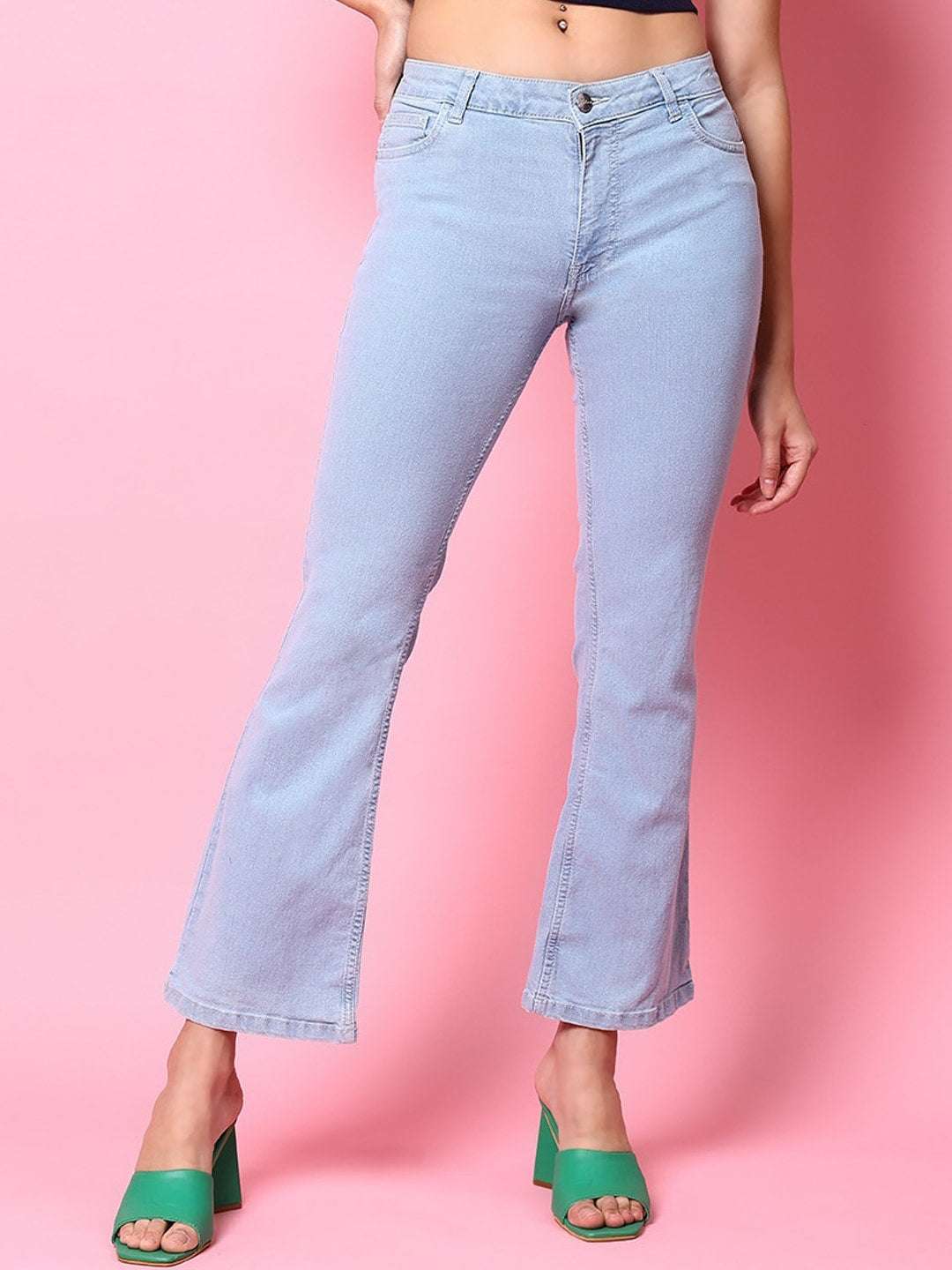 Shop Women Light Wash Bootcut Denim Jeans Online.