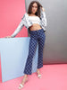 Shop Women Laser Checked Bootcut Denim Jeans Online.