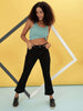 Shop Women Laser Checked Bootcut Denim Jeans Online.