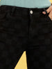 Shop Women Laser Checked Bootcut Denim Jeans Online.