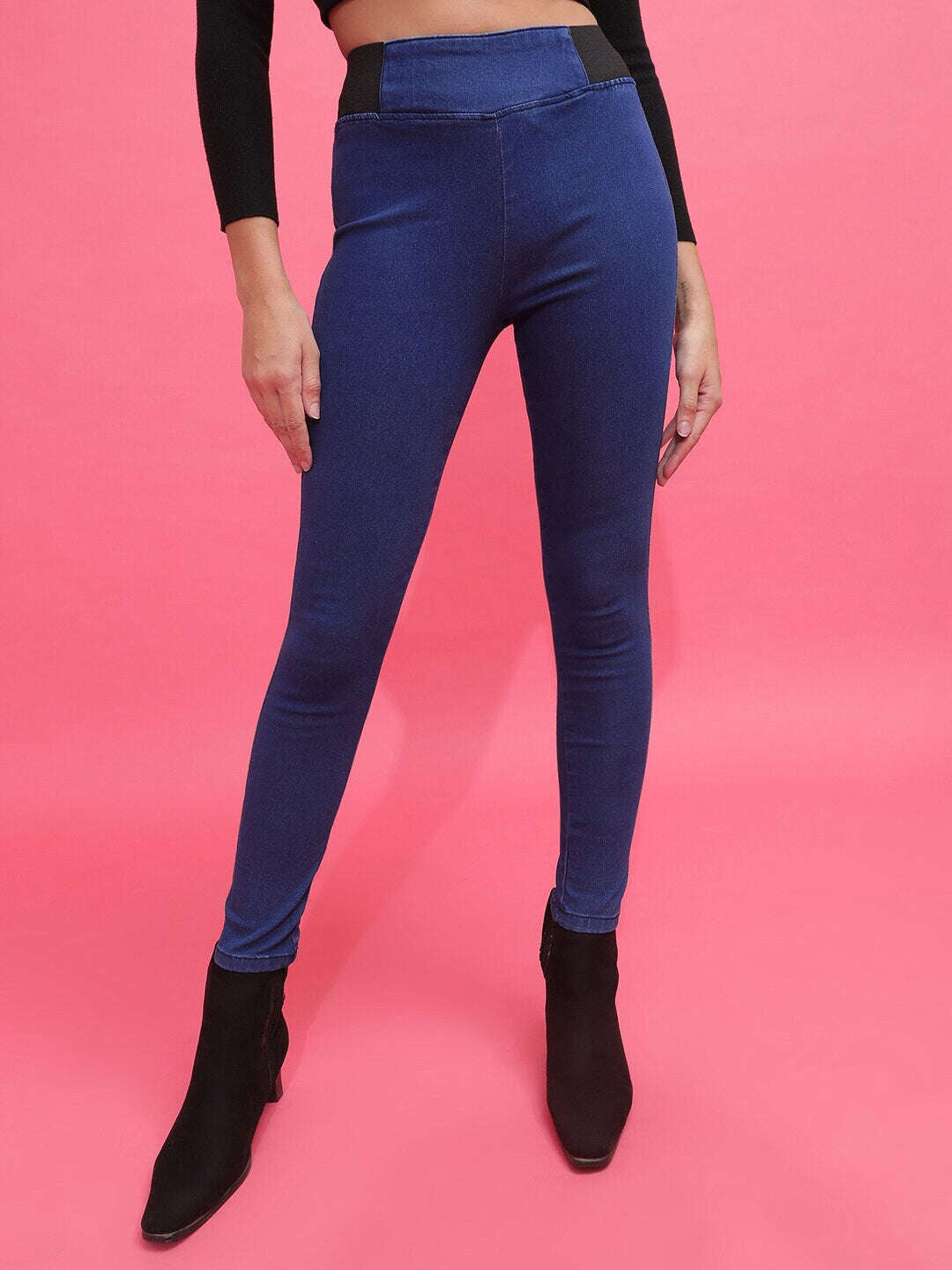 Shop Women Elasticated Denim Jegging Online.