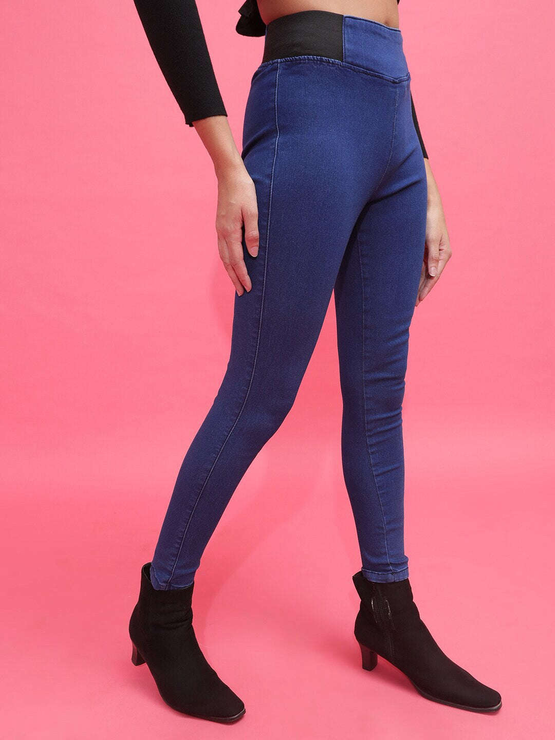 Shop Women Elasticated Denim Jegging Online.