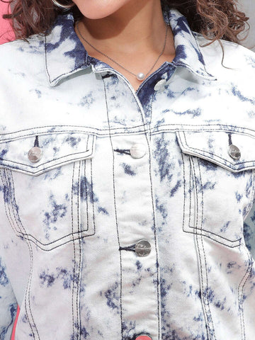 Shop Women Tie And Dye Trucker Denim Jacket Online.