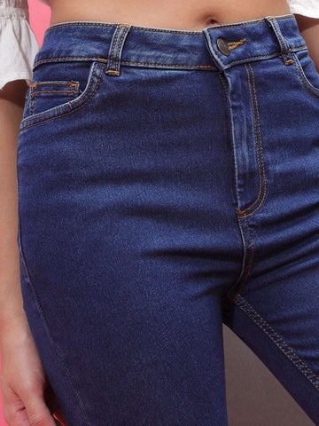 Shop Women Dark Wash Skinny Fit Denim Jeans Online.