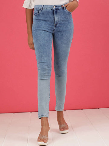 Shop Women Rag Wash Skinny Fit Denim Jeans Online.
