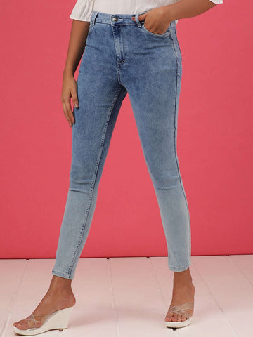 Shop Women Rag Wash Skinny Fit Denim Jeans Online.
