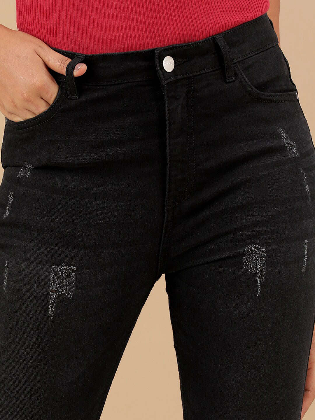 Shop Women Distressed Slim Fit Jeans Online.