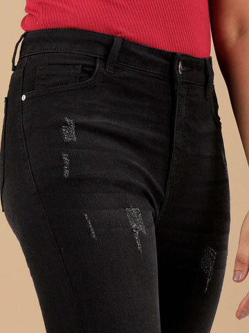 Shop Women Distressed Slim Fit Jeans Online.