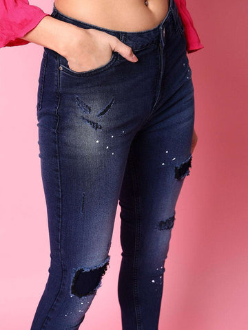 Shop Women Distressed Slim Fit Jeans Online.