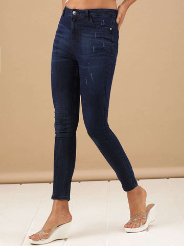 Shop Women Distressed Slim Fit Jeans Online.