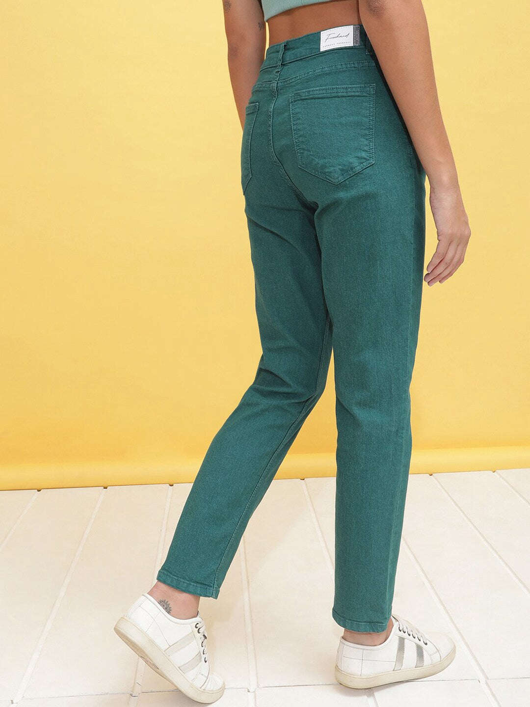 Shop Women Overdyed Straight Fit Denim Jeans Online.