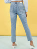 Shop Women Light Wash Straight Fit Denim Jeans Online.