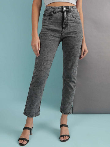 Shop Women Rag Wash Straight Fit Denim Online.
