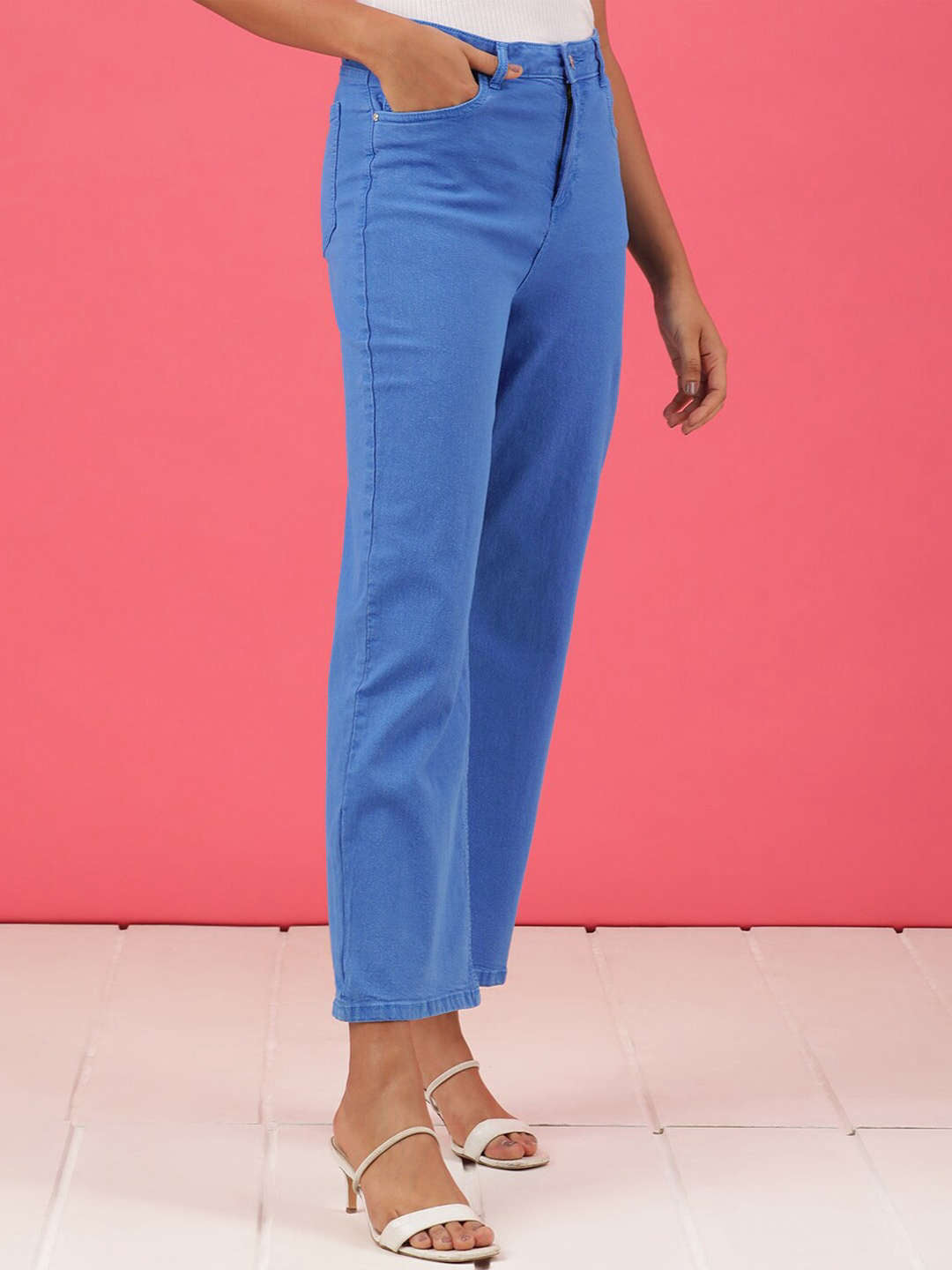 Shop Women Overdyed Wide Leg Denim Jeans Online.