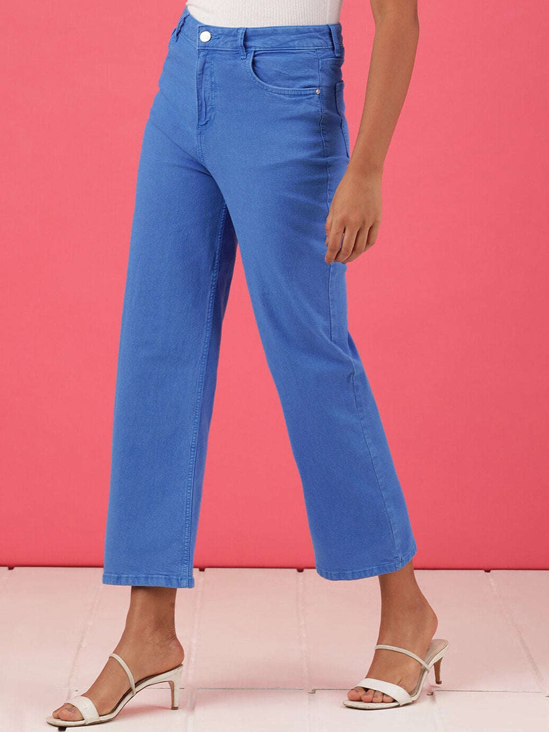 Shop Women Overdyed Wide Leg Denim Jeans Online.