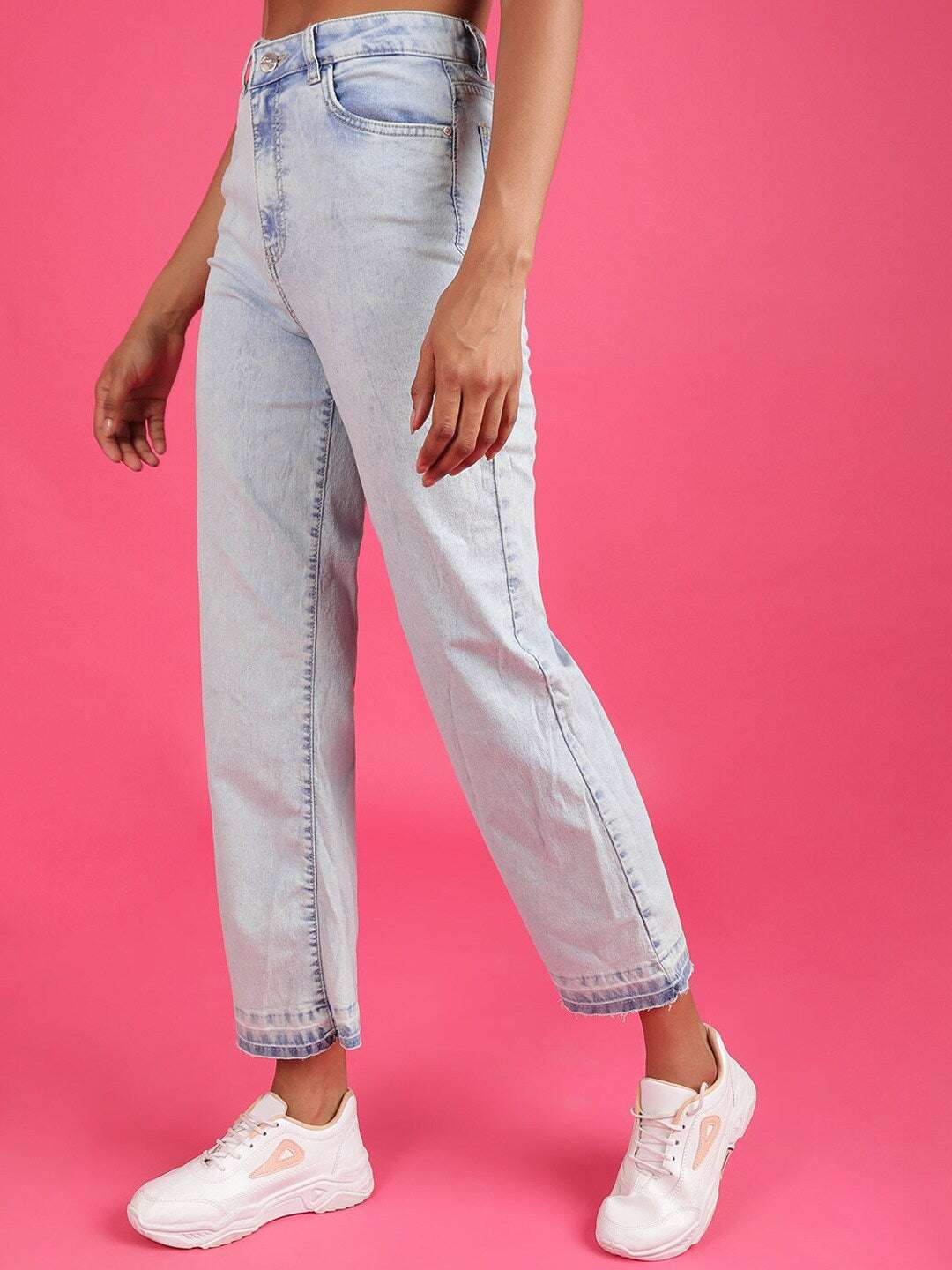 Shop Women Rag Wash Wide Leg Denim Jeans Online.