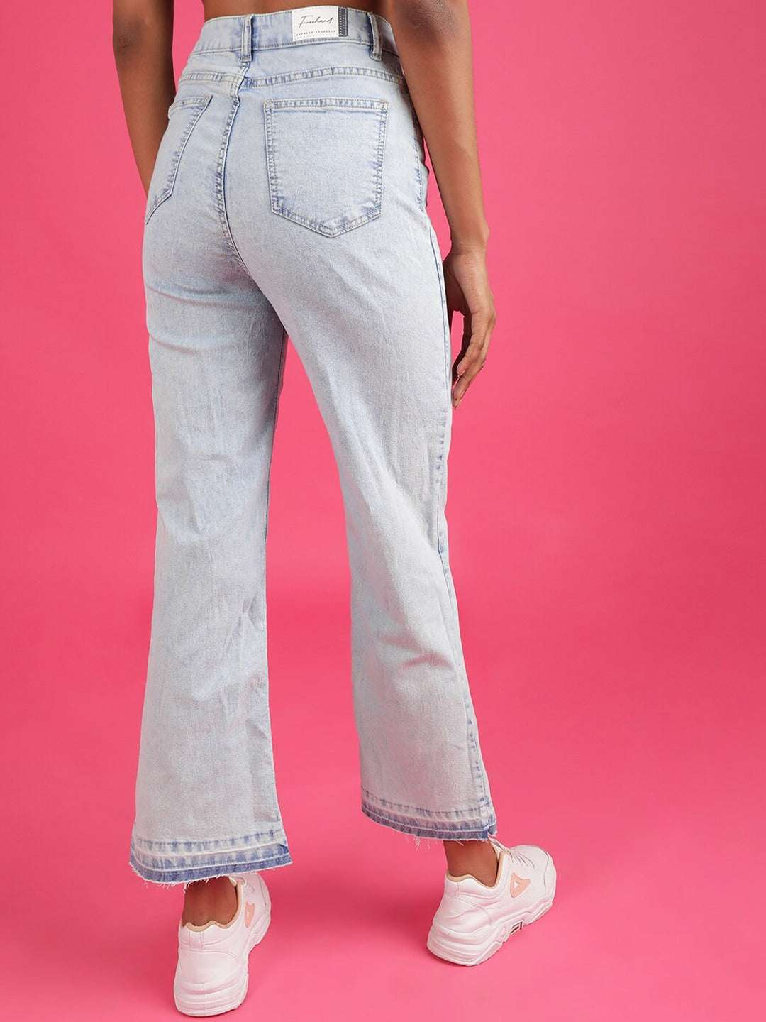 Shop Women Rag Wash Wide Leg Denim Jeans Online.