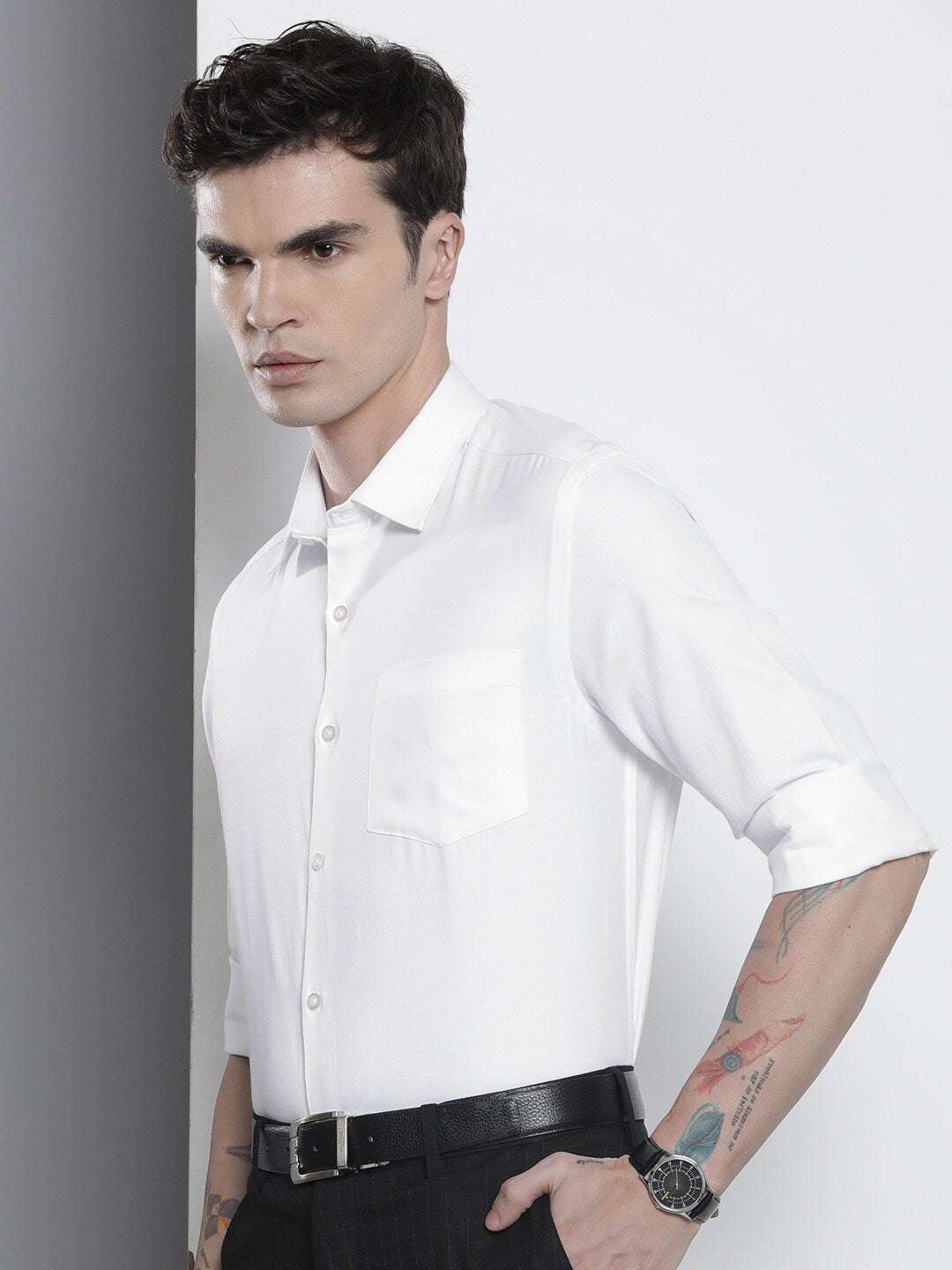 Shop Men Slim Fit Luxe Formal Shirt Online.