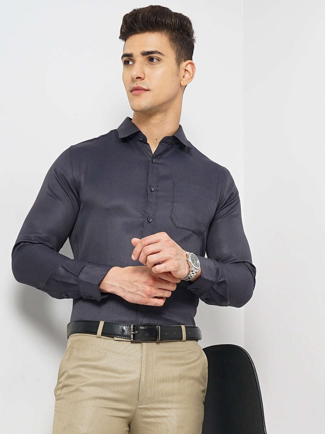 Shop Men Slim Fit Luxe Formal Shirt Online.