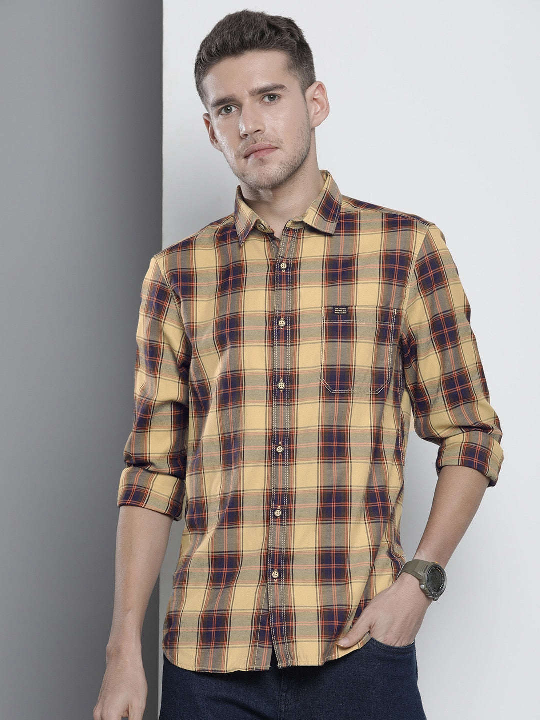 Shop Men Check Printed Shirt Online.