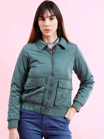 Shop Women Cargo Pocket Crop Winter Jacket Online.