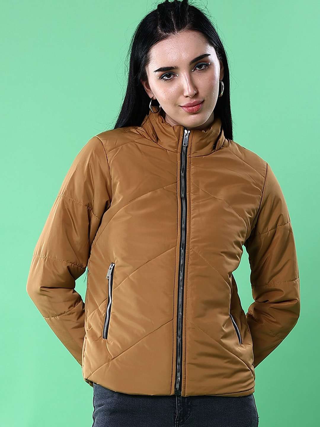 Shop Women Quilted Jacket With Fur Insert Online.