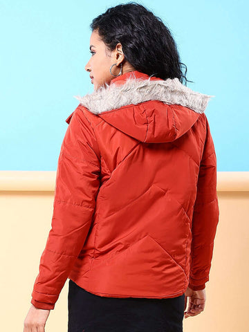 Shop Women Quilted Jacket With Fur Insert Online.