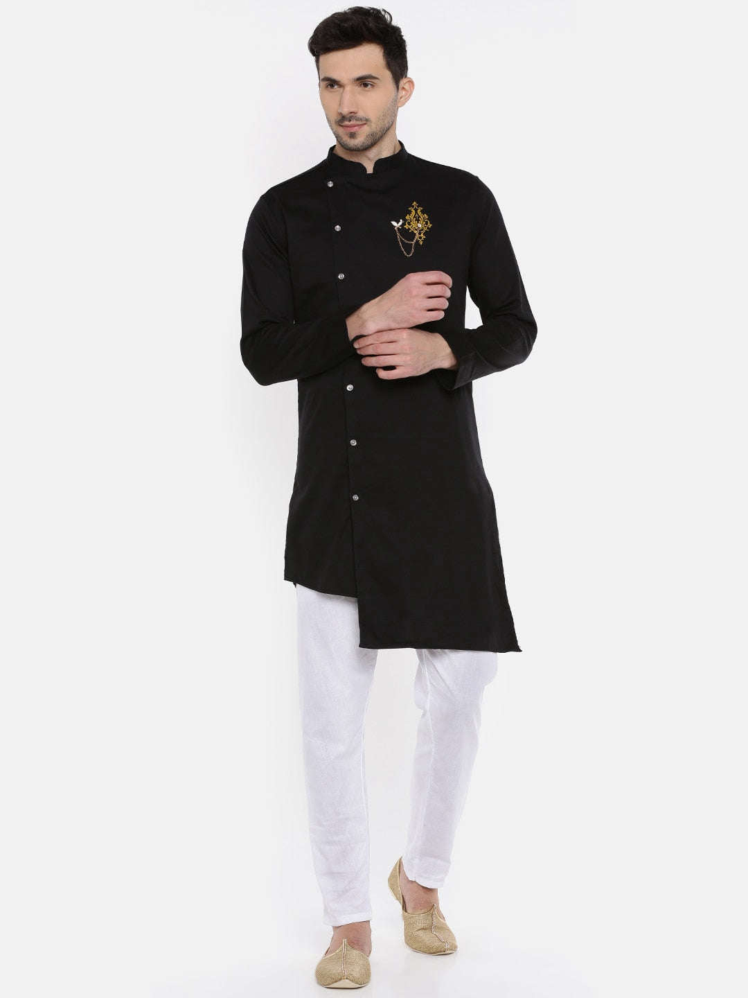 Shop Men Long Kurta Trail Cut Online.