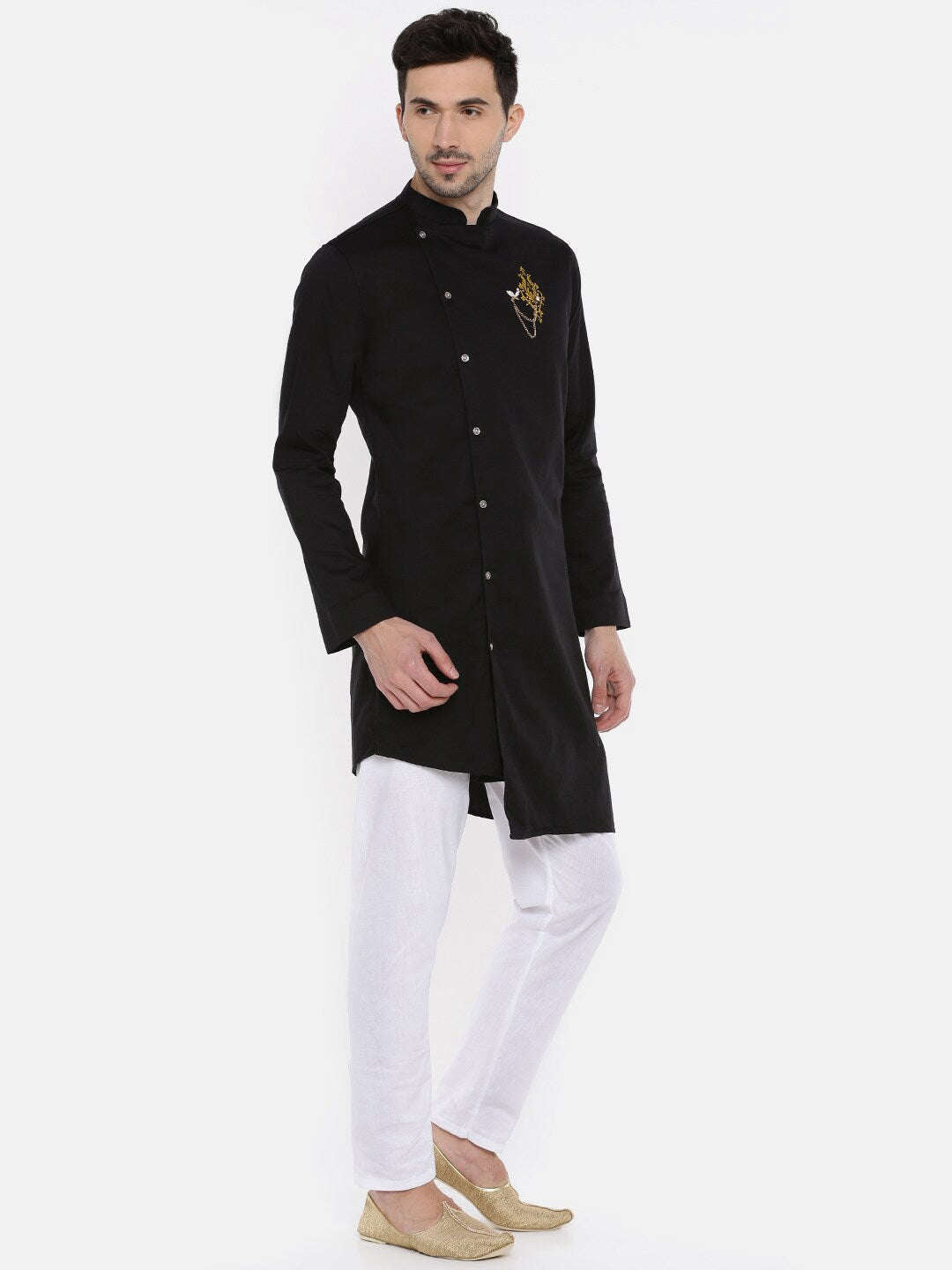 Shop Men Long Kurta Trail Cut Online.