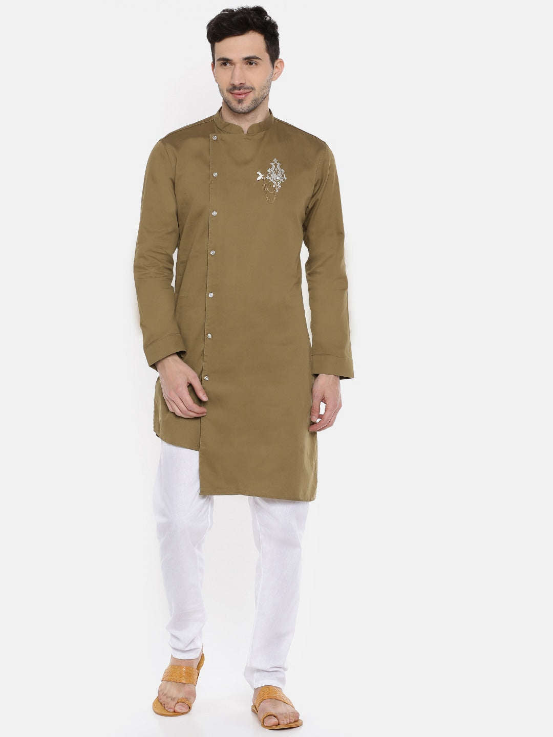 Shop Men Long Kurta Trail Cut Online.