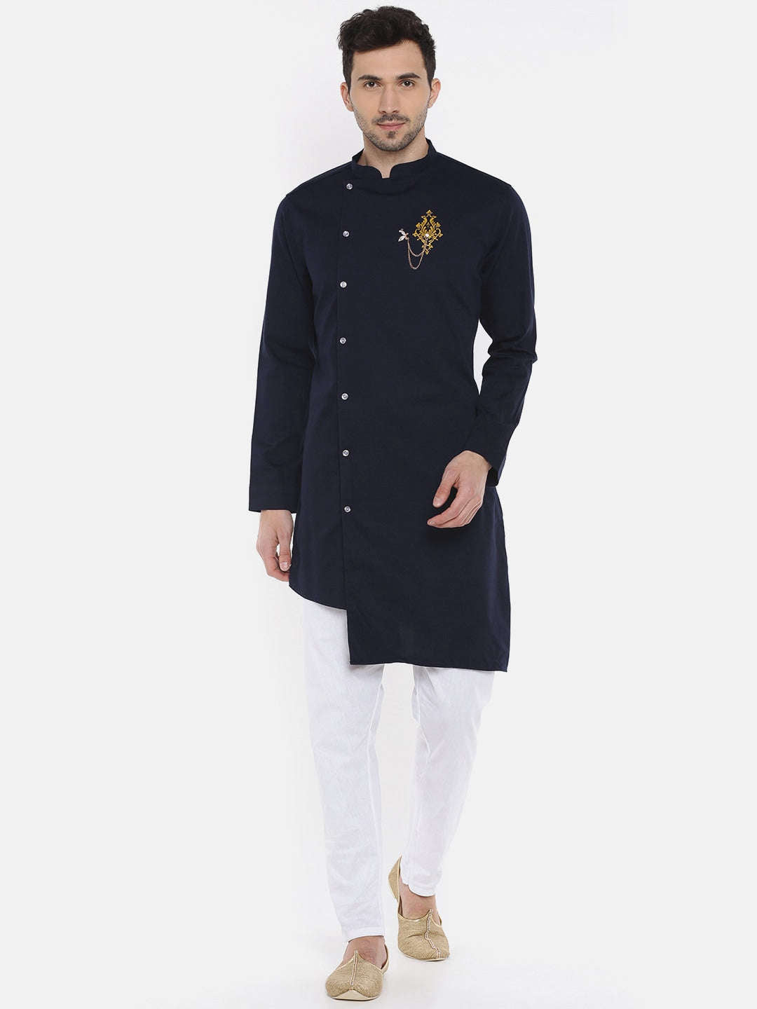 Shop Men Long Kurta Trail Cut Online.