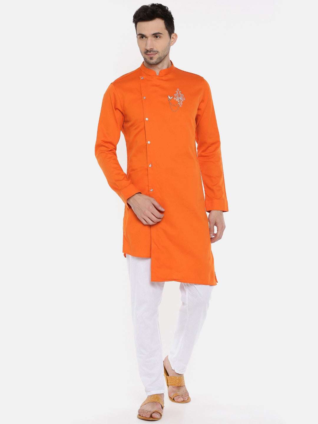 Shop Men Long Kurta Trail Cut Online.