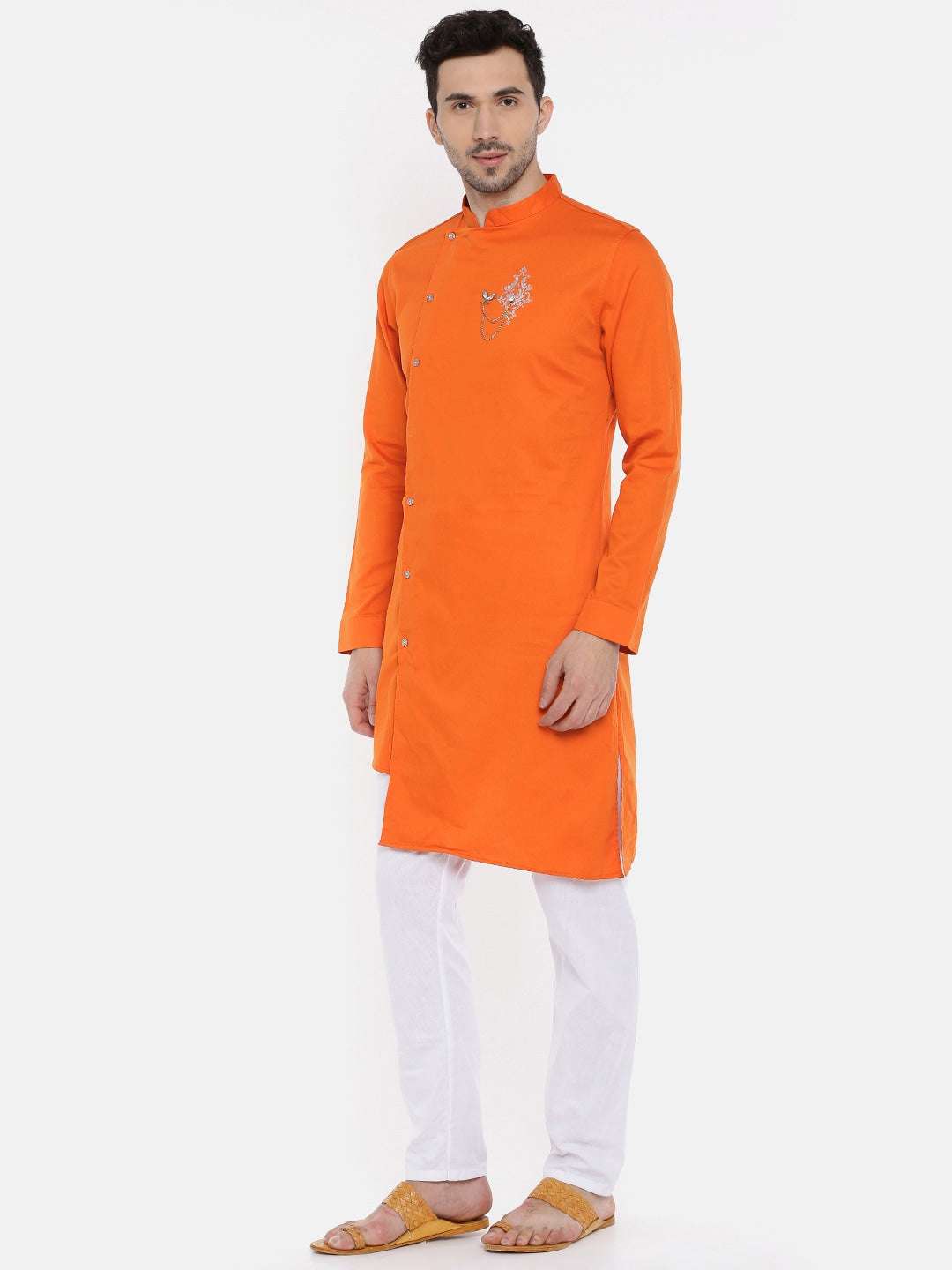 Shop Men Long Kurta Trail Cut Online.