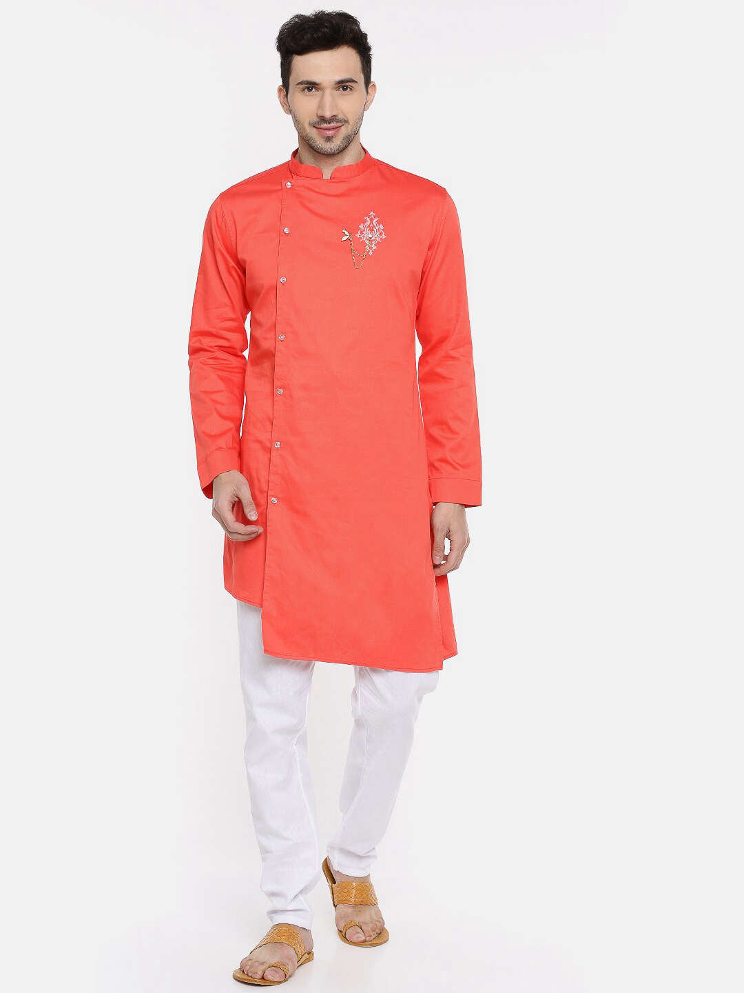 Shop Men Long Kurta Trail Cut Online.