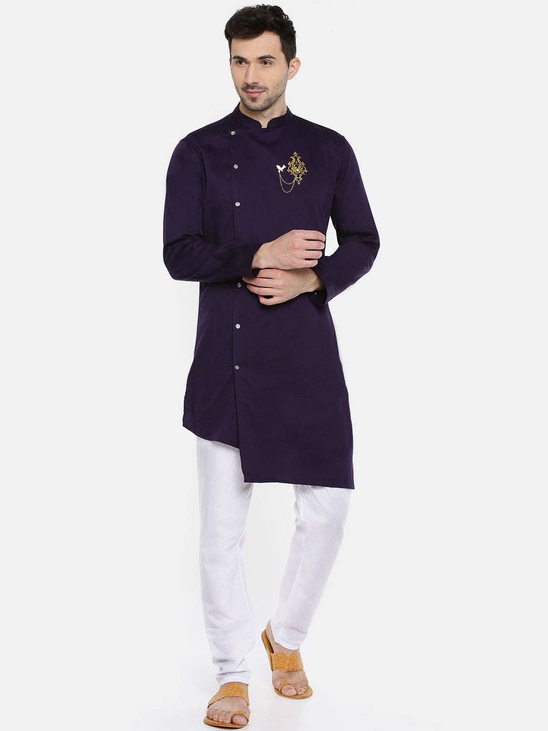 Shop Men Long Kurta Trail Cut Online.