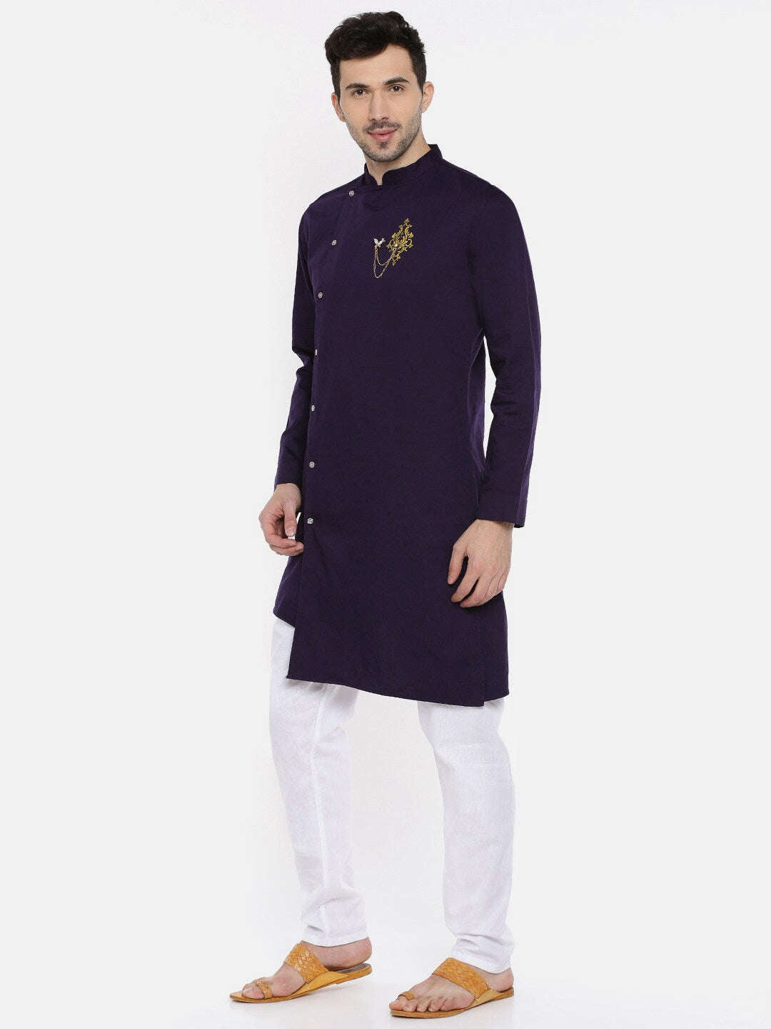 Shop Men Long Kurta Trail Cut Online.