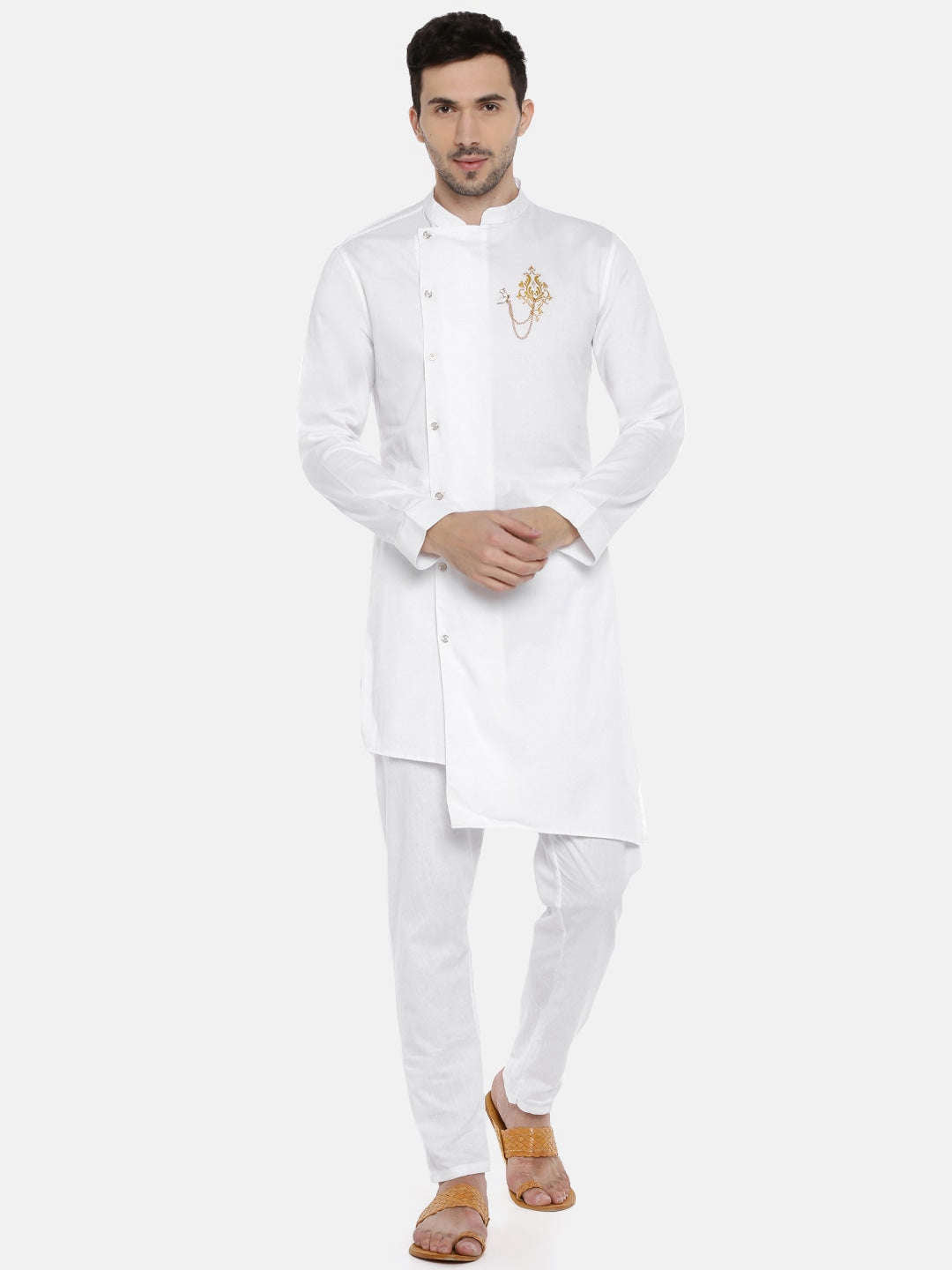 Shop Men Long Kurta Trail Cut Online.