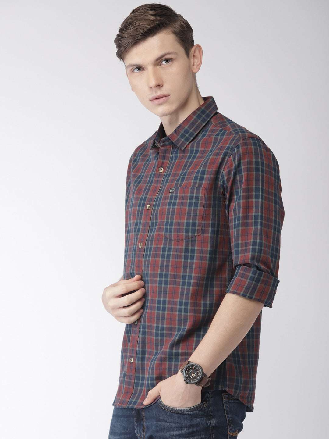 Shop Men Casual Checked Shirt Online.