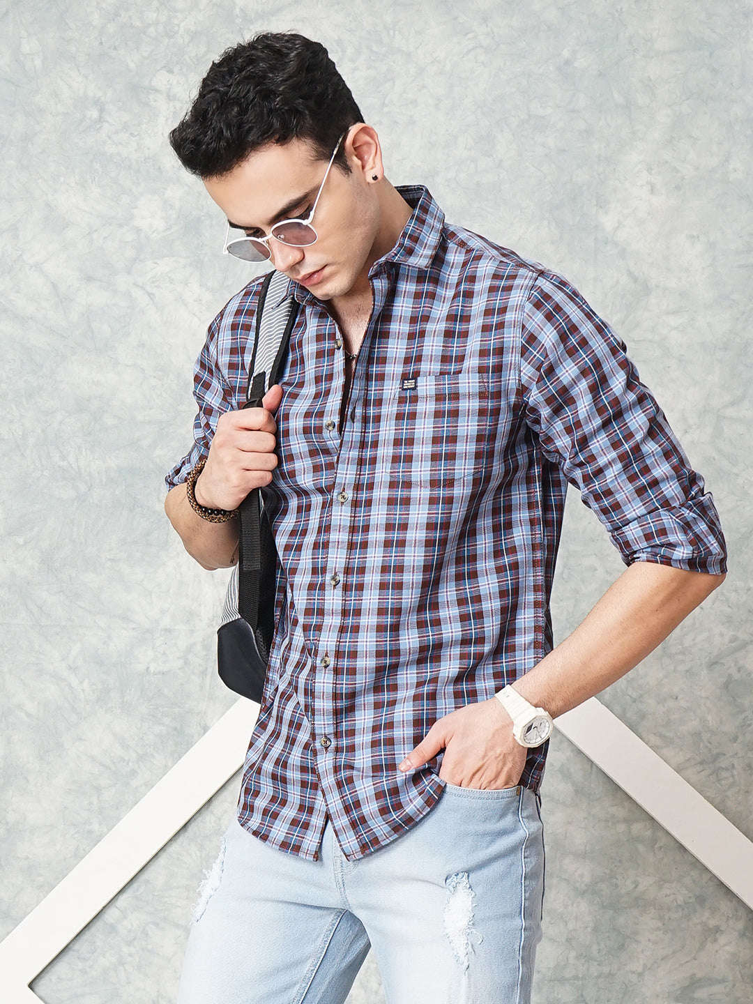 Shop Men Checked Casual Shirt Online.