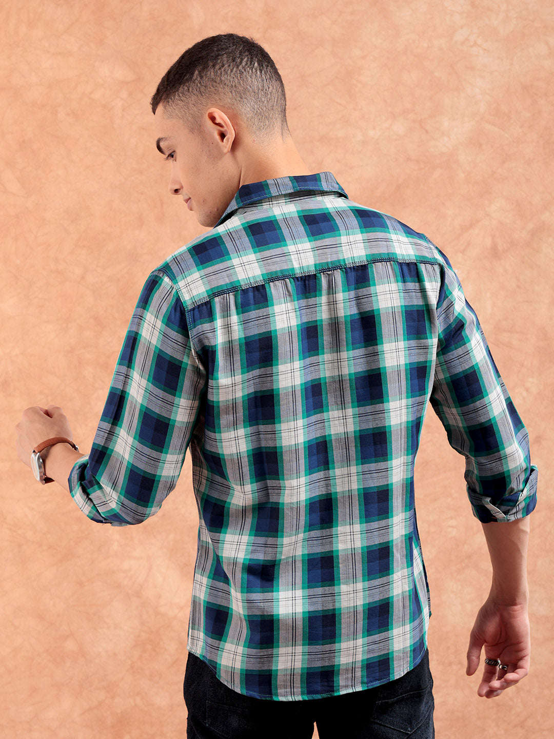 Shop Men's Checked Slim Fit Shirt Online.