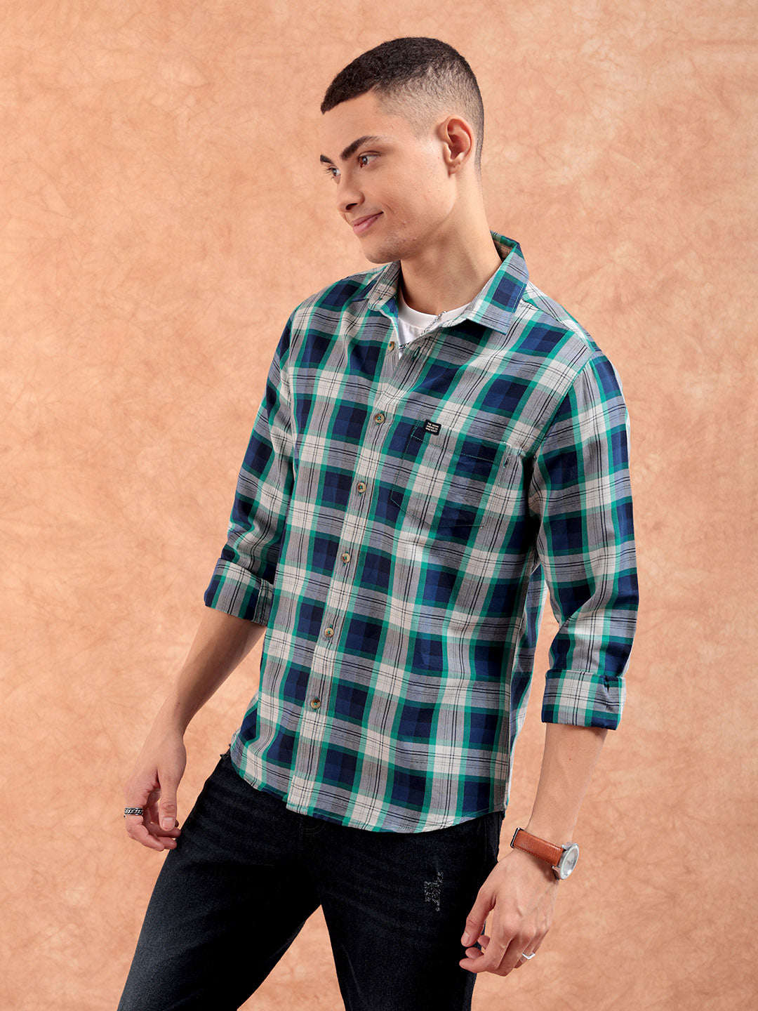 Shop Men's Checked Slim Fit Shirt Online.