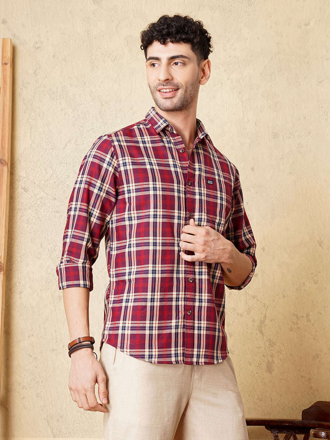 Shop Men Checked Casual Shirt Online.