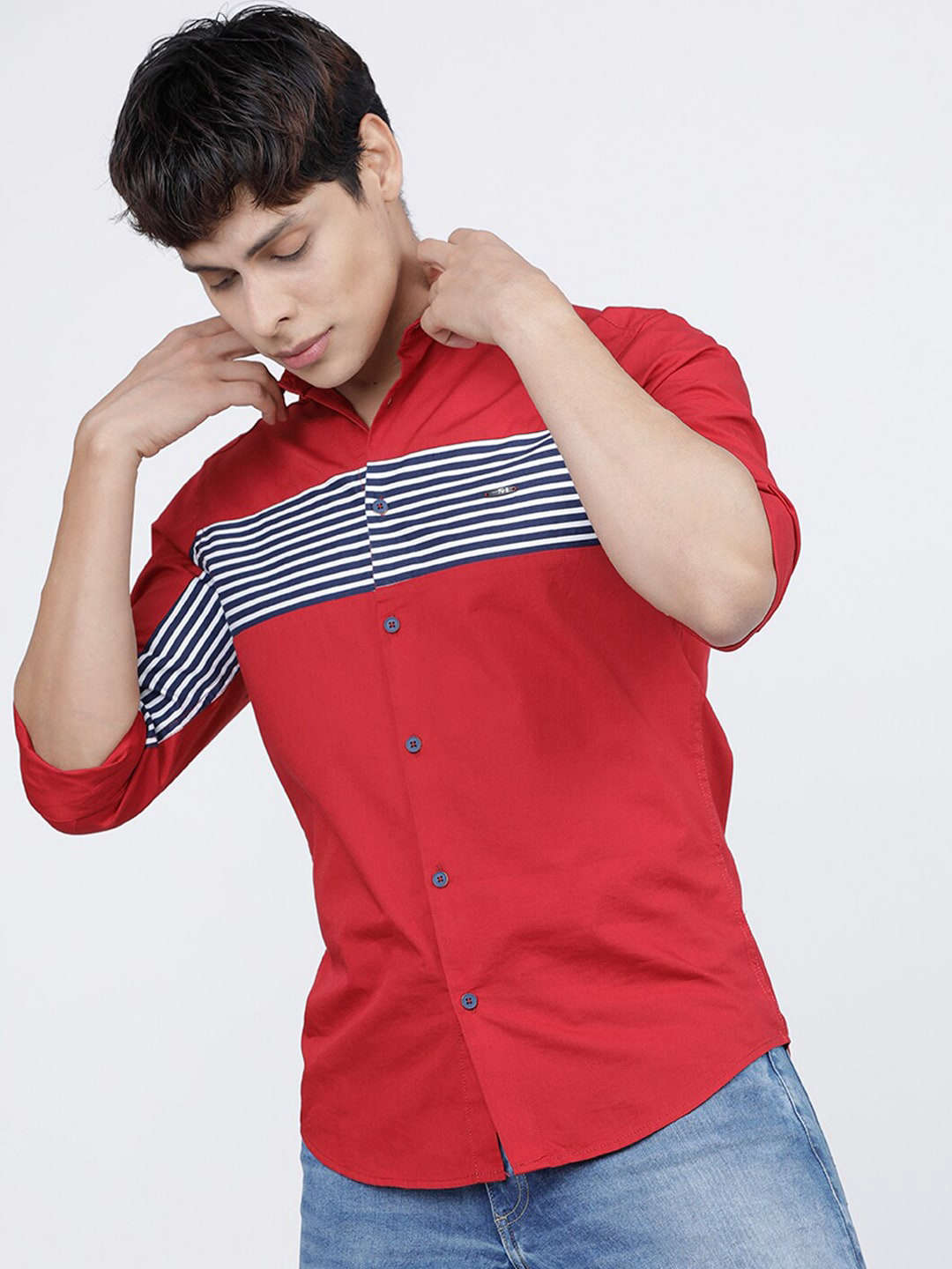 Shop Men Color Block Shirt Online.