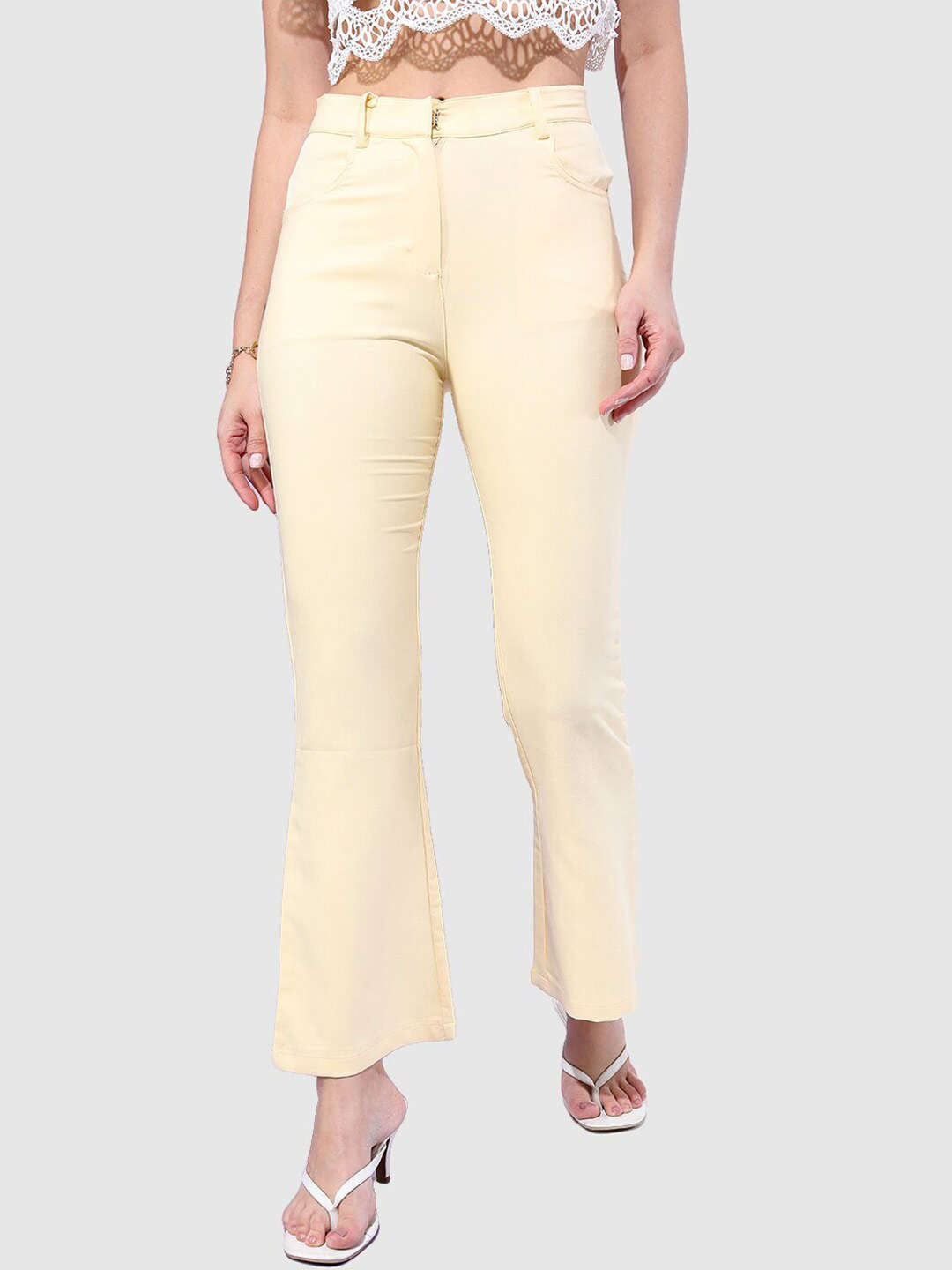 Shop Women Solid Bootcut Pant Online.