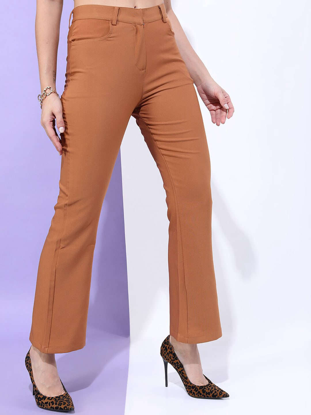 Shop Women Solid Bootcut Pant Online.