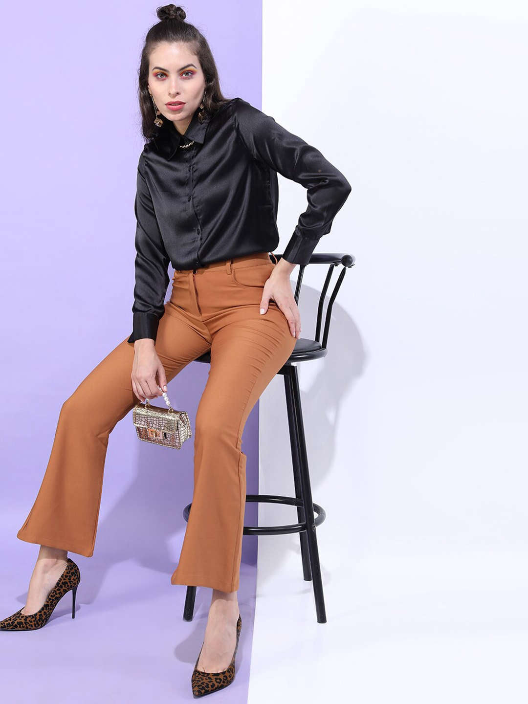 Shop Women Solid Bootcut Pant Online.