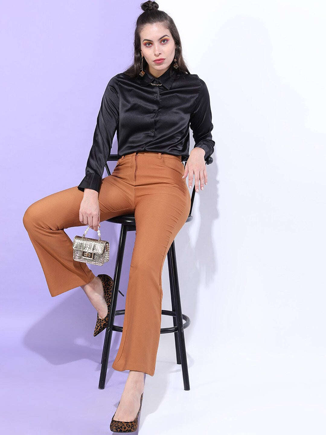 Shop Women Solid Bootcut Pant Online.