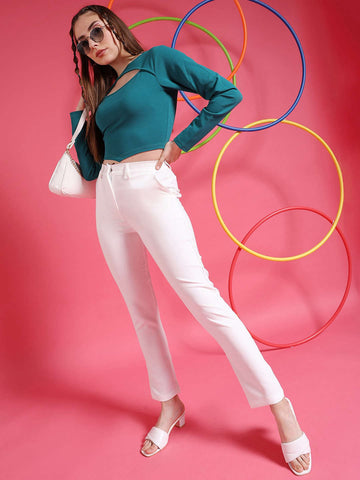 Shop Women Solid Tapered Pant Online.