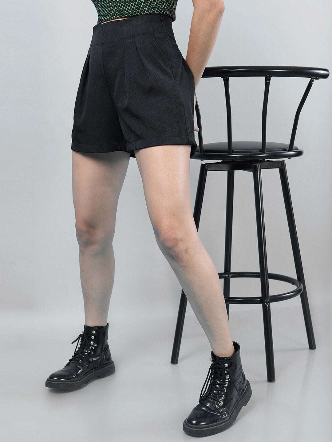 Shop Women Solid Flared Shorts Online.