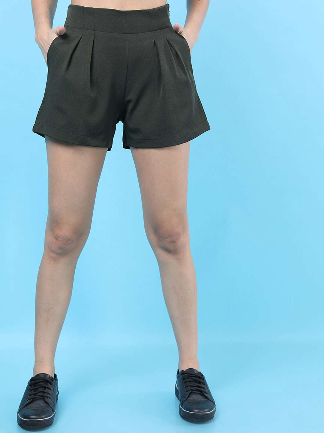 Shop Women Solid Flared Shorts Online.